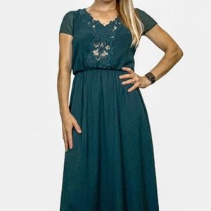 Dress the Population Gown Lace Cocktail Maxi Green Emerald Green Evan Dress